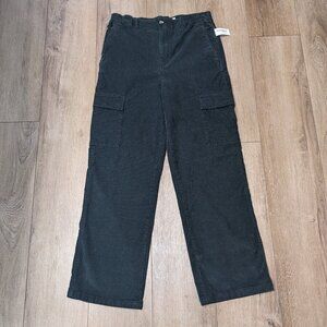 NWT Old Navy Cargo Pants Corduroy Green Baggy Wide Leg Boys Sz 18